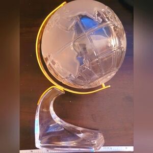 Small Vintage German Lead Crystal‎ Glass Globe With Brass Accents High Quality!